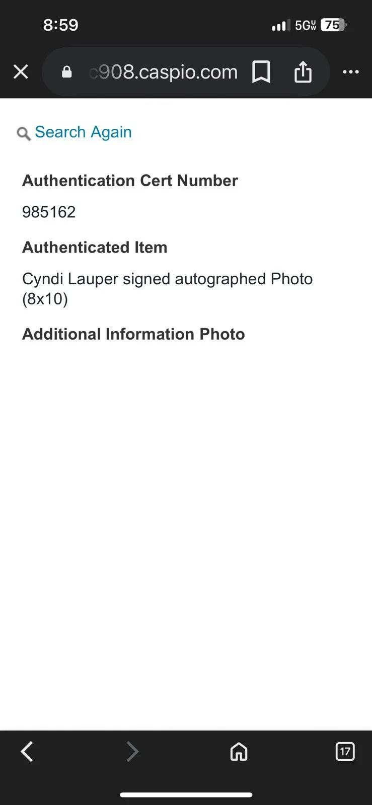 Cyndi Lauper 'Shes So Unusual' Signed 8x10 Photo with COA, image 3