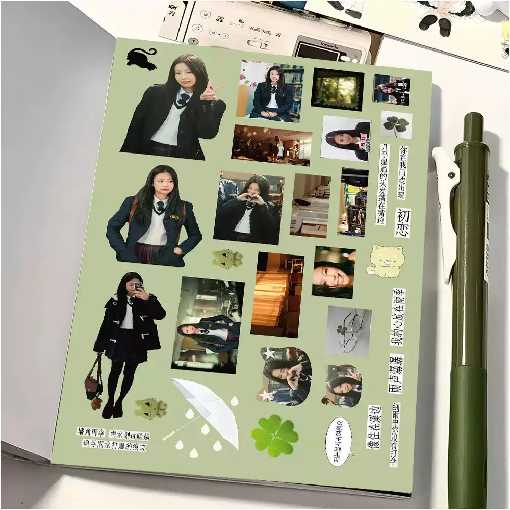 24pc Jennie collage Jin Jenny Korean ins desktop notebook diy waterproof sticker, изображение 4