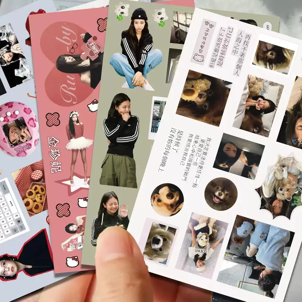24pc Jennie collage Jin Jenny Korean ins desktop notebook diy waterproof sticker, изображение 5