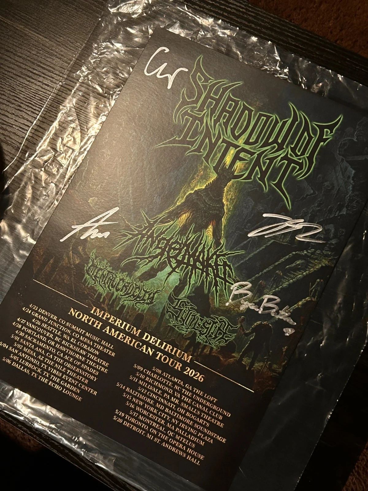 Shadow of Intent Signed Poster Imperium Delirium Tour Angelmaker Deathcore LTD, изображение 2