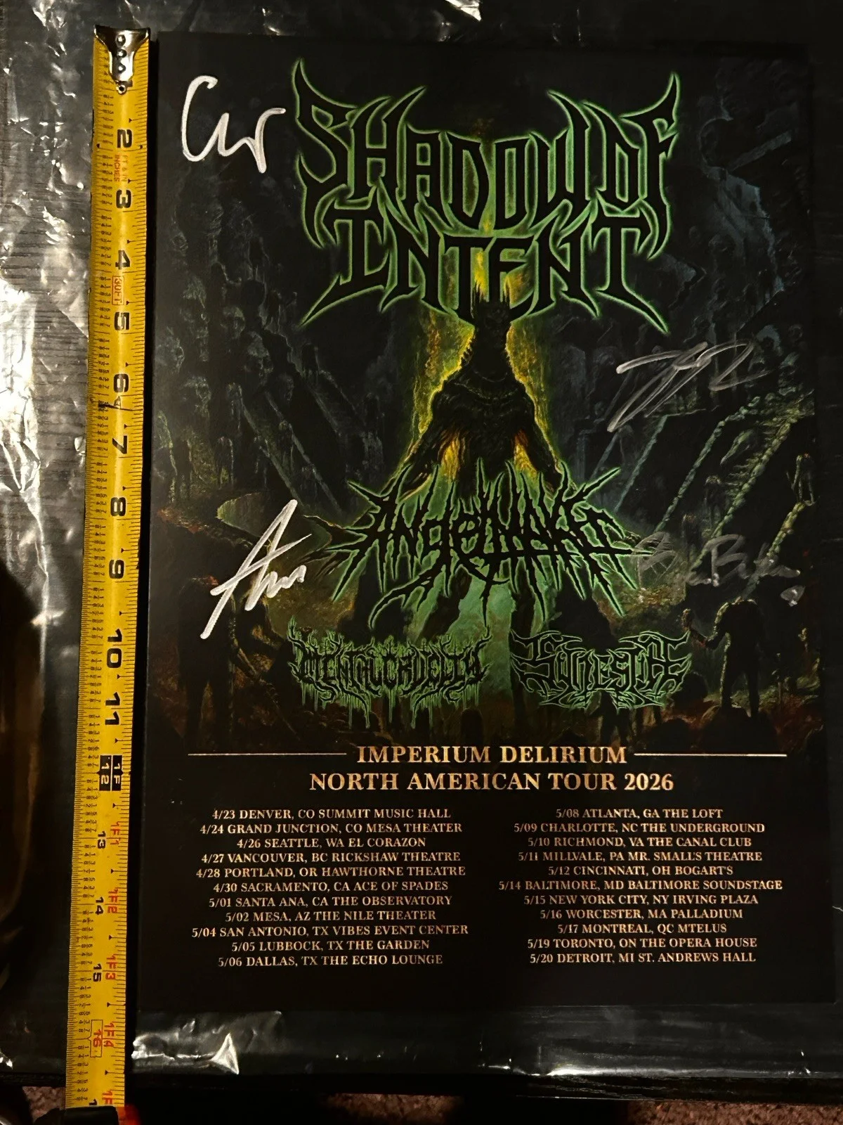 Shadow of Intent Signed Poster Imperium Delirium Tour Angelmaker Deathcore LTD, изображение 3
