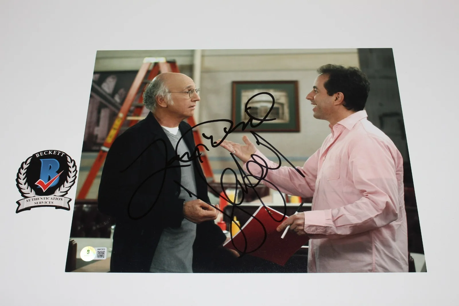 LARRY DAVID JERRY SEINFELD DUAL SIGNED TV SHOW SITCOM 11x14 PHOTO BECKETT COA, image 3