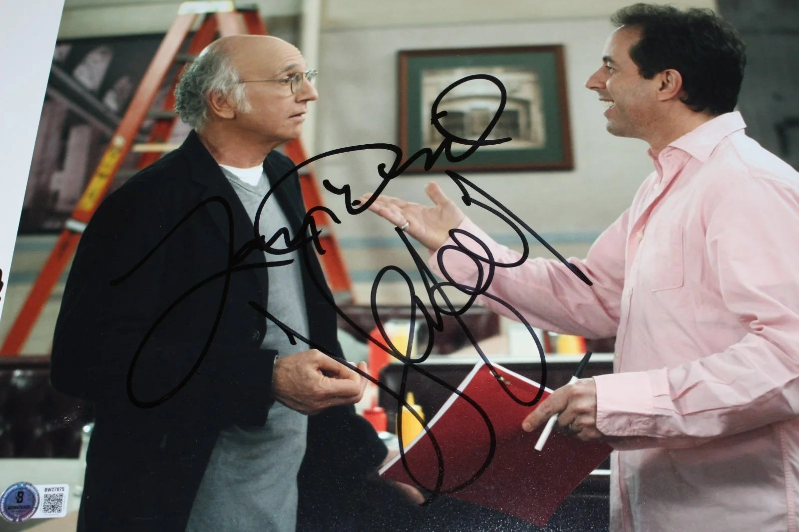 LARRY DAVID JERRY SEINFELD DUAL SIGNED TV SHOW SITCOM 11x14 PHOTO BECKETT COA, image 4