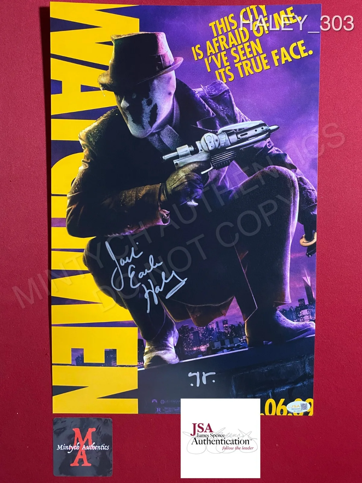 Jackie Earle Haley — Jackie Earle Haley autographed signed 11x17 photo Watchmen Rorschach JSA COA