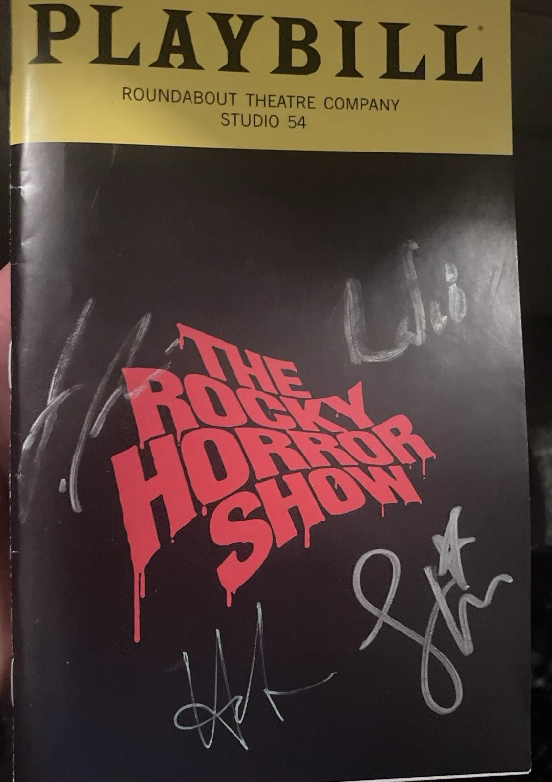 Luke Evans — Rocky Horror Broadway Show Cast Signed Playbill Musical Luke Evans 4 Signatures