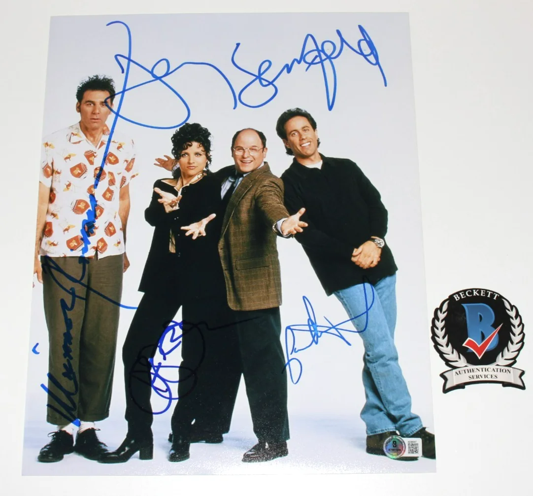 Larry David — SEINFELD CAST SIGNED 11x14 PHOTO x4 JERRY JULIA MICHAEL RICHARDS BECKETT COA, изображение 2
