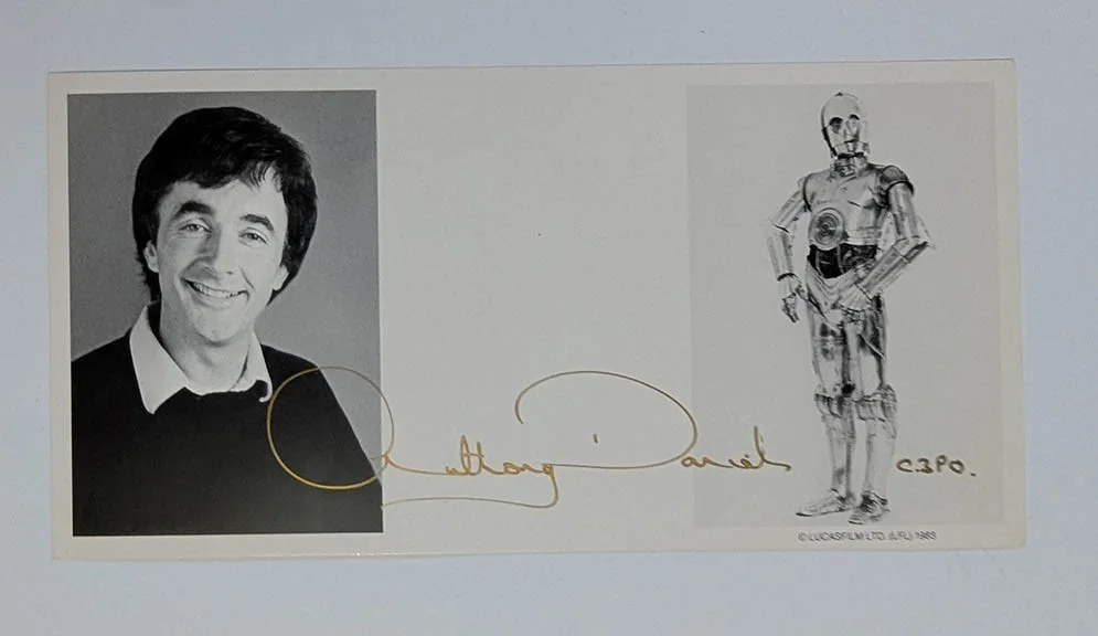 Anthony Daniels — Star Wars 1983 UltraCon Program Anthony Daniels Signed Card Autograph Photo, image 2