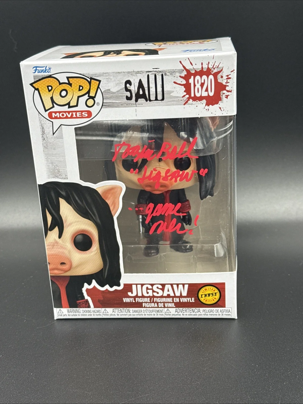 TOBIN BELL — TOBIN BELL SIGNED SAW JIGSAW CHASE FUNKO POP #1820 BECKETT WITNESS “GAME OVER”