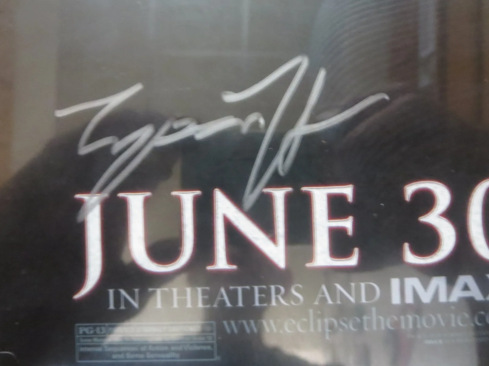 Taylor Lautner — Taylor Lautner - Eclipse Signed Poster 17 by 11 Framed Mint, image 2
