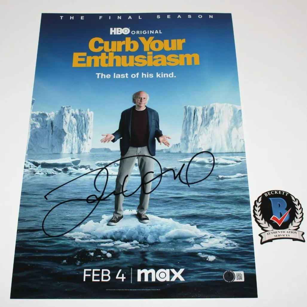 Larry David — LARRY DAVID SIGNED 'CURB YOUR ENTHUSIASM' 12x18 SHOW PHOTO POSTER BECKETT COA