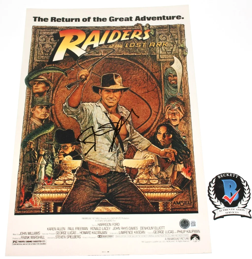 Steven Spielberg — STEVEN SPIELBERG SIGNED RAIDERS OF THE LOST ARK POSTER BECKETT COA INDIANA JONES