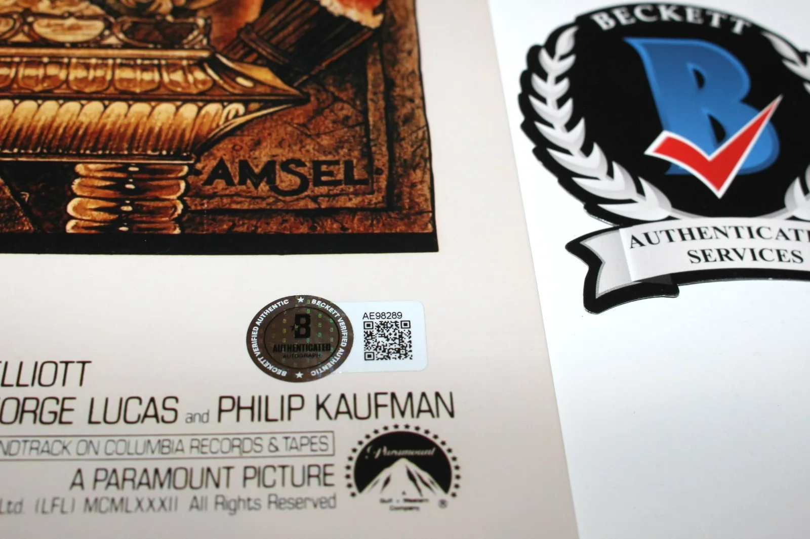 Steven Spielberg — STEVEN SPIELBERG SIGNED RAIDERS OF THE LOST ARK POSTER BECKETT COA INDIANA JONES, изображение 2