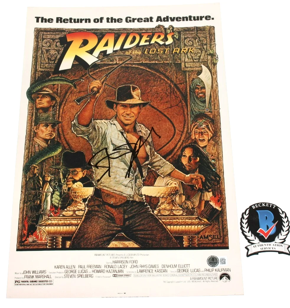 Steven Spielberg — STEVEN SPIELBERG SIGNED RAIDERS OF THE LOST ARK POSTER BECKETT COA INDIANA JONES, изображение 3