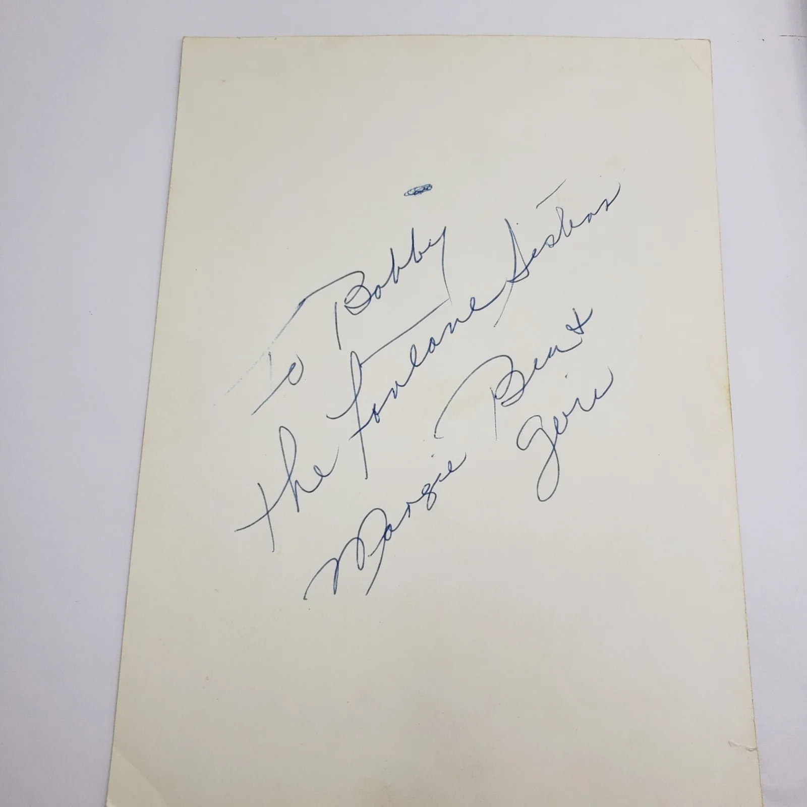 Fontane Sisters — THE FONTANE SISTERS 5"x7" Authentic Photo and Signatures on Back 1940s, image 2