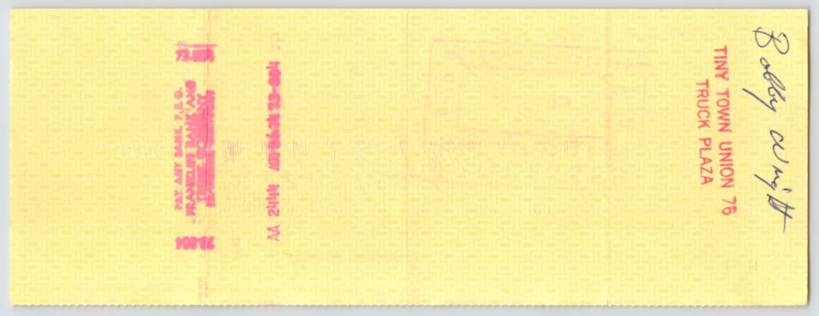 HANK SNOW Signed AUTOGRAPH on PERSONAL BANK CHECK to Band Member BOBBY WRIGHT, image 2