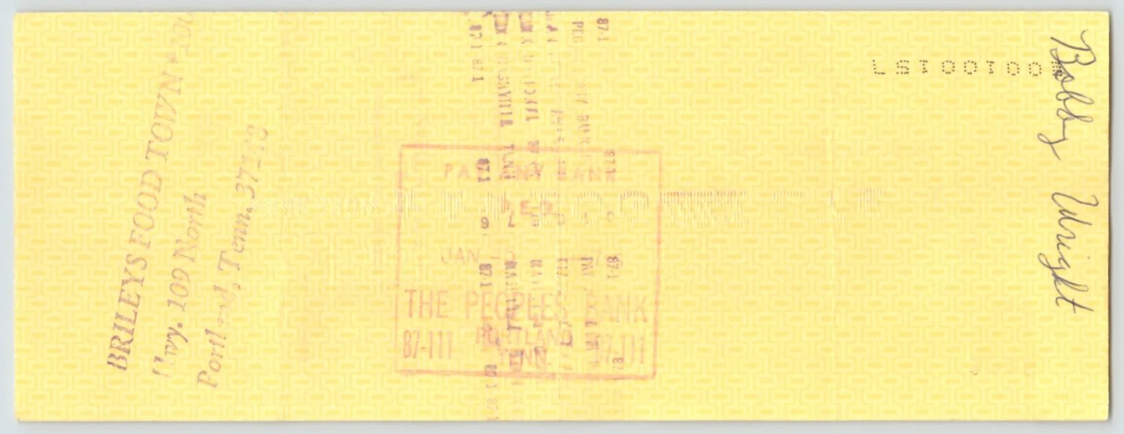 HANK SNOW Signed AUTOGRAPH on PERSONAL BANK CHECK to Band Member BOBBY WRIGHT, изображение 2