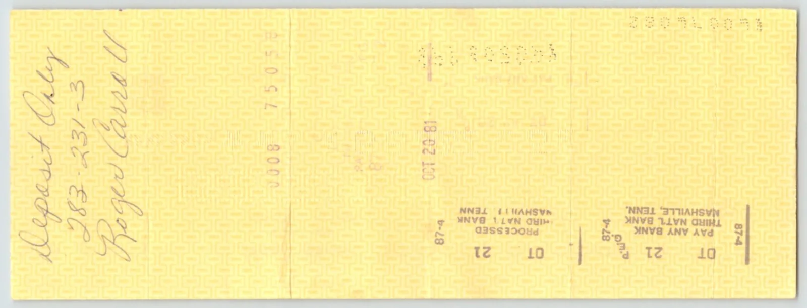 HANK SNOW Signed AUTOGRAPH on PERSONAL BANK CHECK to Band Member ROGER CARROLL, изображение 2