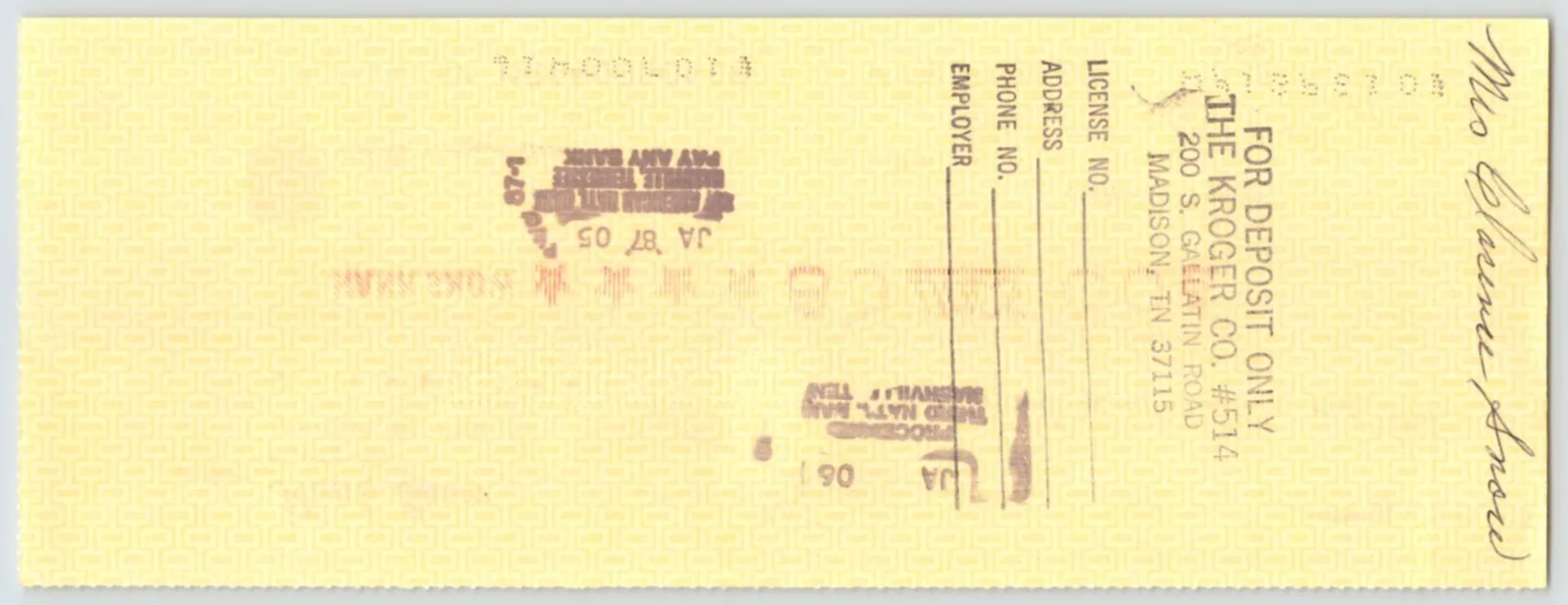HANK SNOW Signed DOUBLE AUTOGRAPH on BANK CHECK to WIFE MINNIE / Grand Ole Opry, изображение 2