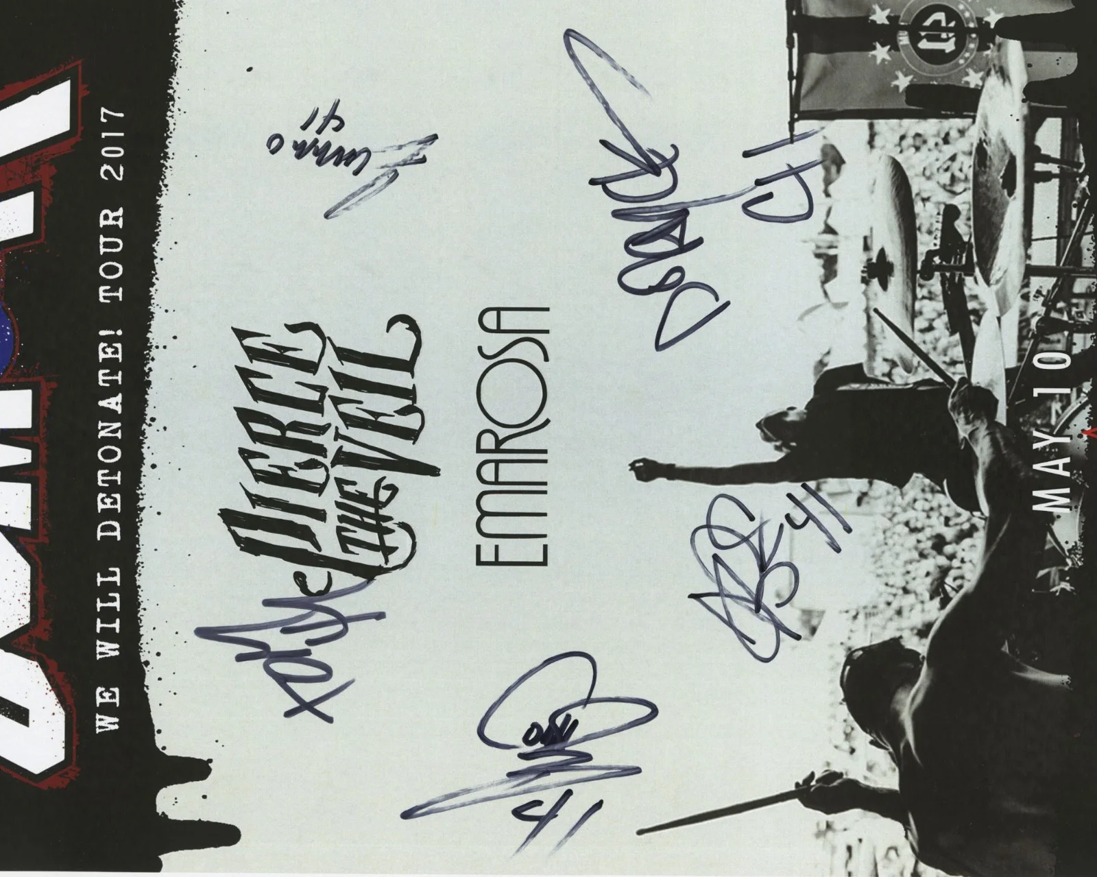 Sum 41 autographed concert poster Dave Baksh, Deryck Whibley, Tom Thacker, Cone, изображение 3