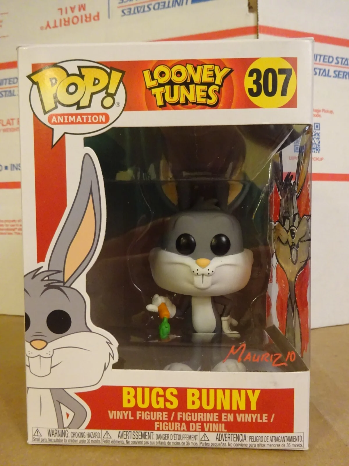 Richard Maurizio — Richard Maurizio Signed & Sketched Looney Tunes Bugs Bunny Funko Pop, изображение 4