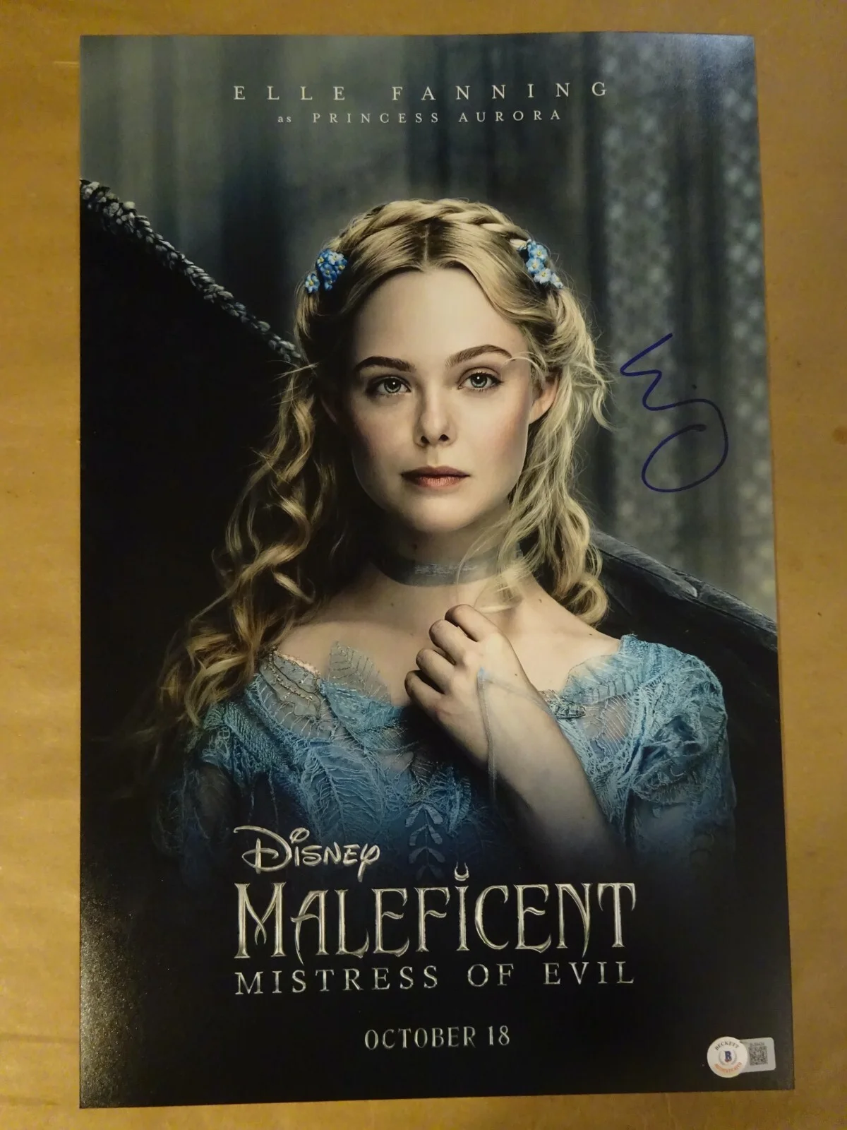 Elle Fanning — Signed Elle Fanning Autographed Maleficent Mistress Of Evil 11x17 Photo BAS COA