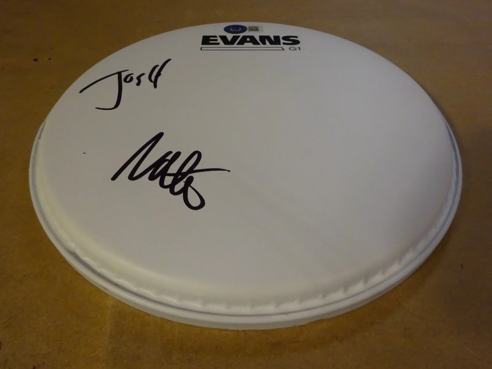 Signed Josh Freese & Nate Mendel Autographed Foo Fighters 8" Drum Head BAS COA, image 2