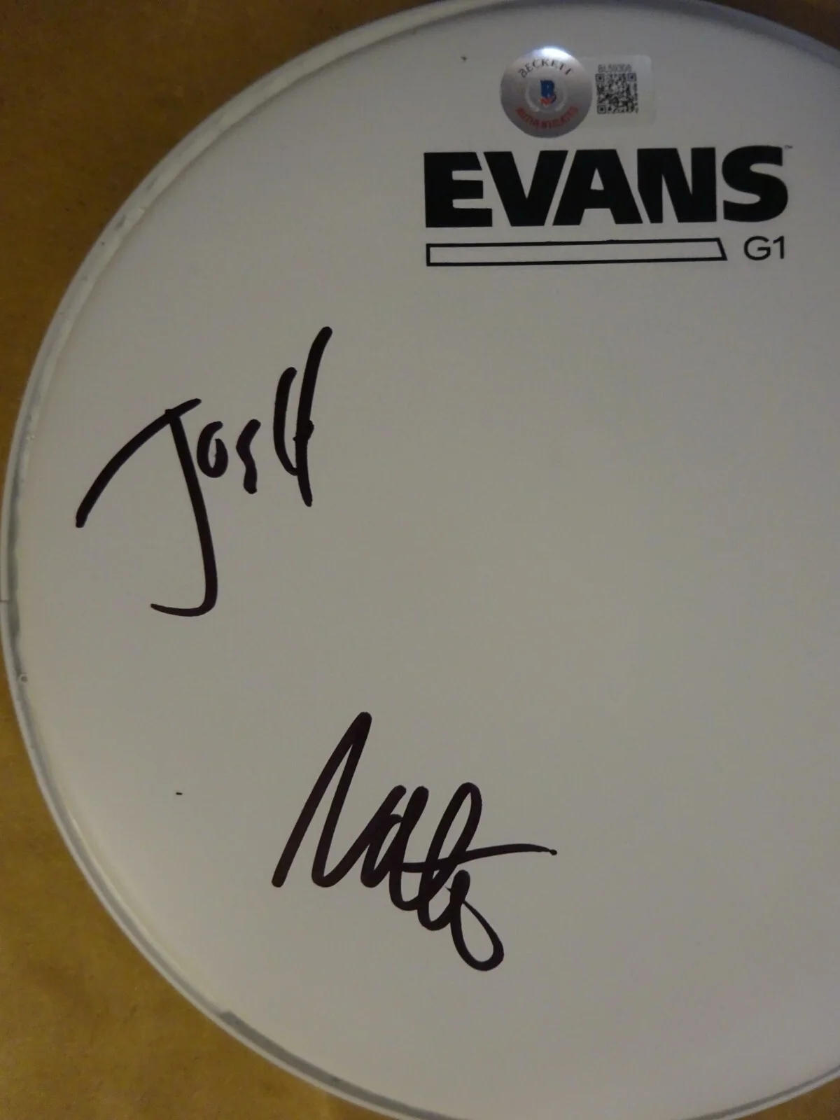 Signed Josh Freese & Nate Mendel Autographed Foo Fighters 8" Drum Head BAS COA, image 3