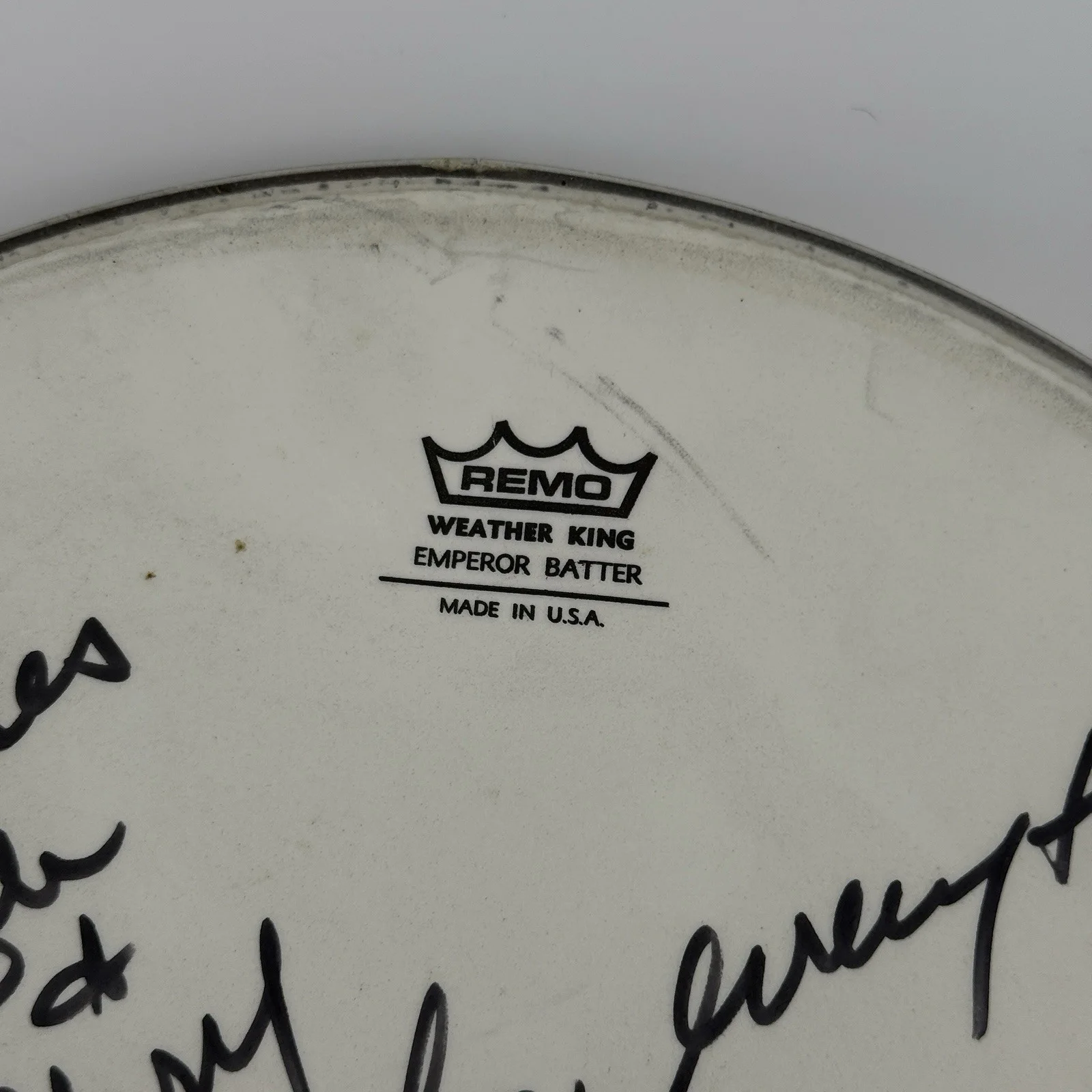 Bobby Rondinelli Signed Drumhead – Remo Emperor – Sam Ash Presentation Autograph, image 2