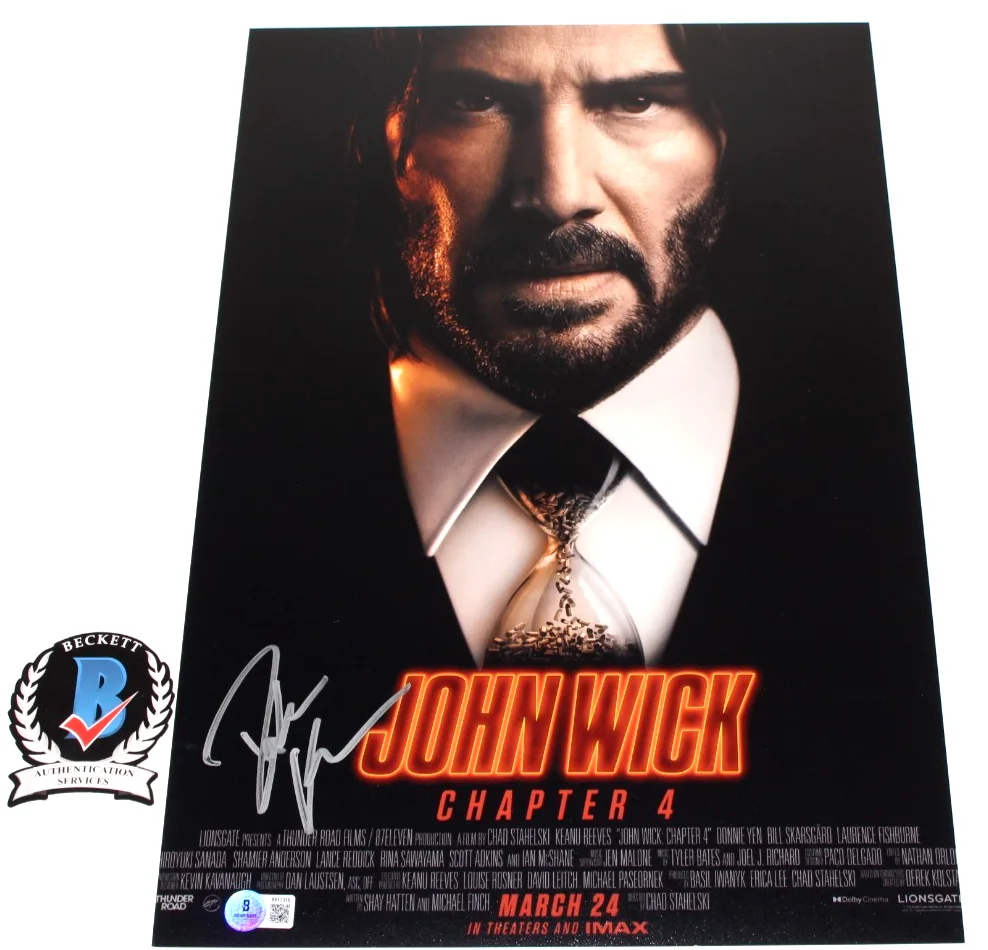 WRITER DEREK KOLSTAD SIGNED JOHN WICK CHAPTER 4 12x18 MOVIE POSTER BECKETT COA, image 2