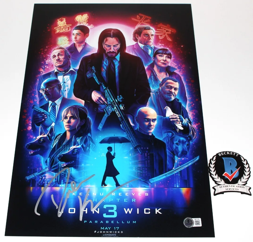 WRITER DEREK KOLSTAD SIGNED JOHN WICK 3 12x18 MOVIE POSTER B CREATOR BECKETT COA, image 2