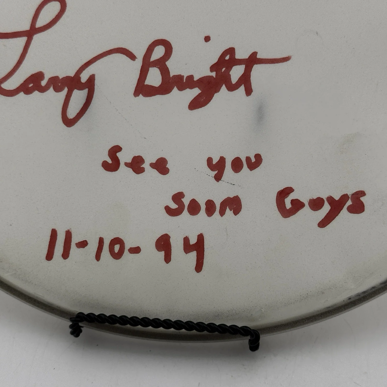 Larry Bright Signed Drumhead – Remo Ambassador – Sam Ash Music 1994 Autograph, image 3