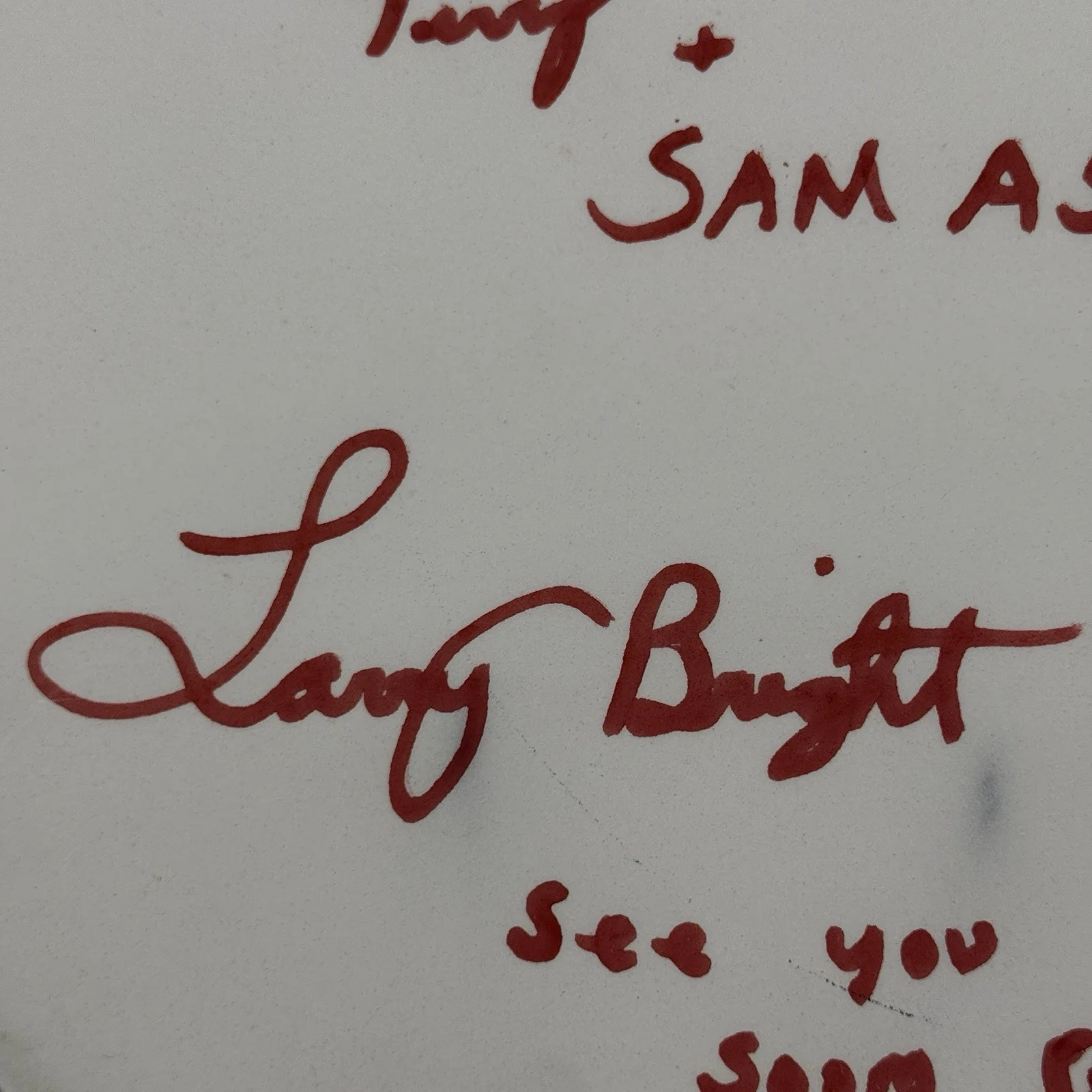 Larry Bright Signed Drumhead – Remo Ambassador – Sam Ash Music 1994 Autograph, image 4
