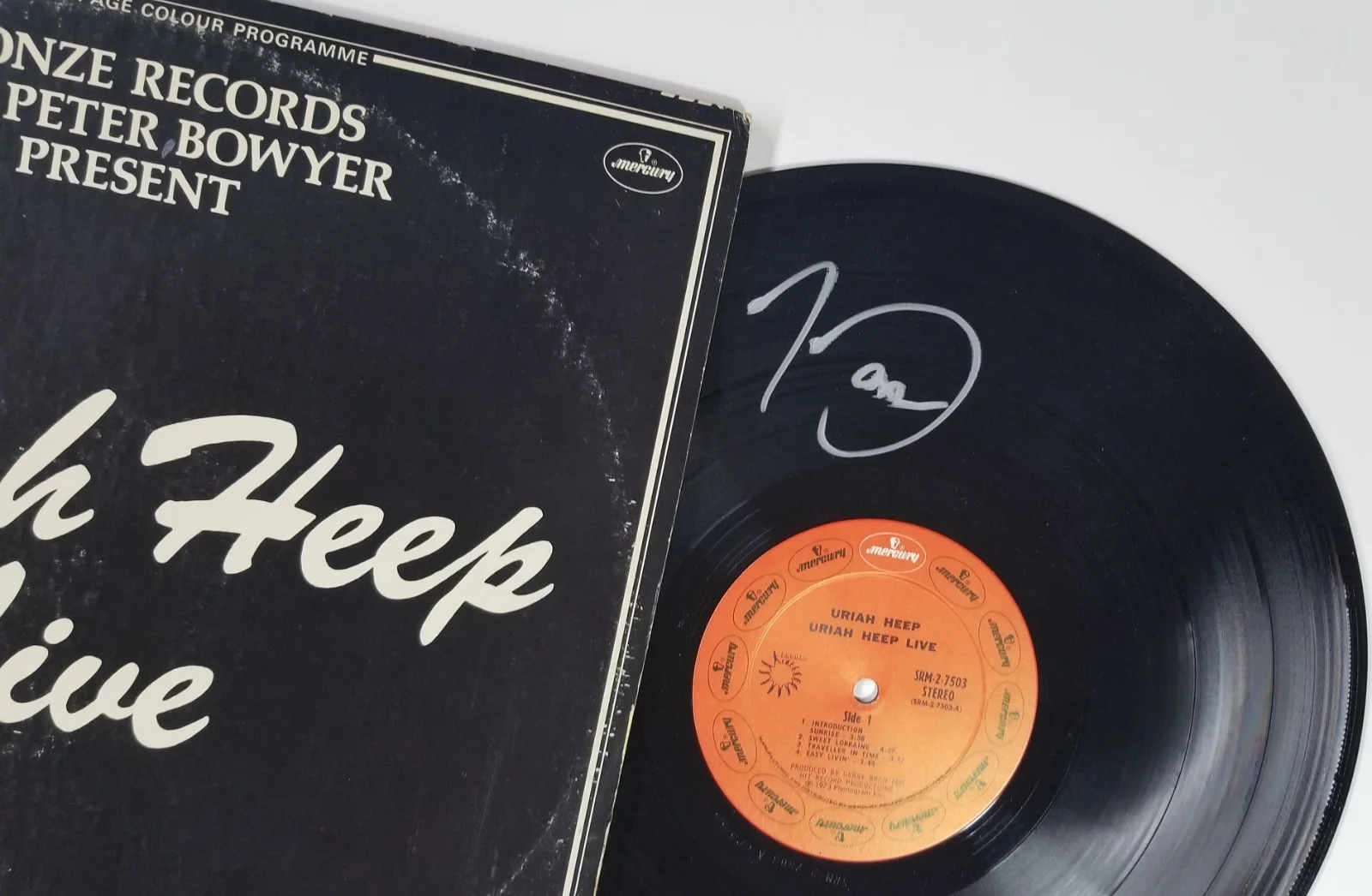 Mick Box of Uriah Heep hand SIGNED Live January 1973 Vinyl Record COA Autograph, image 2