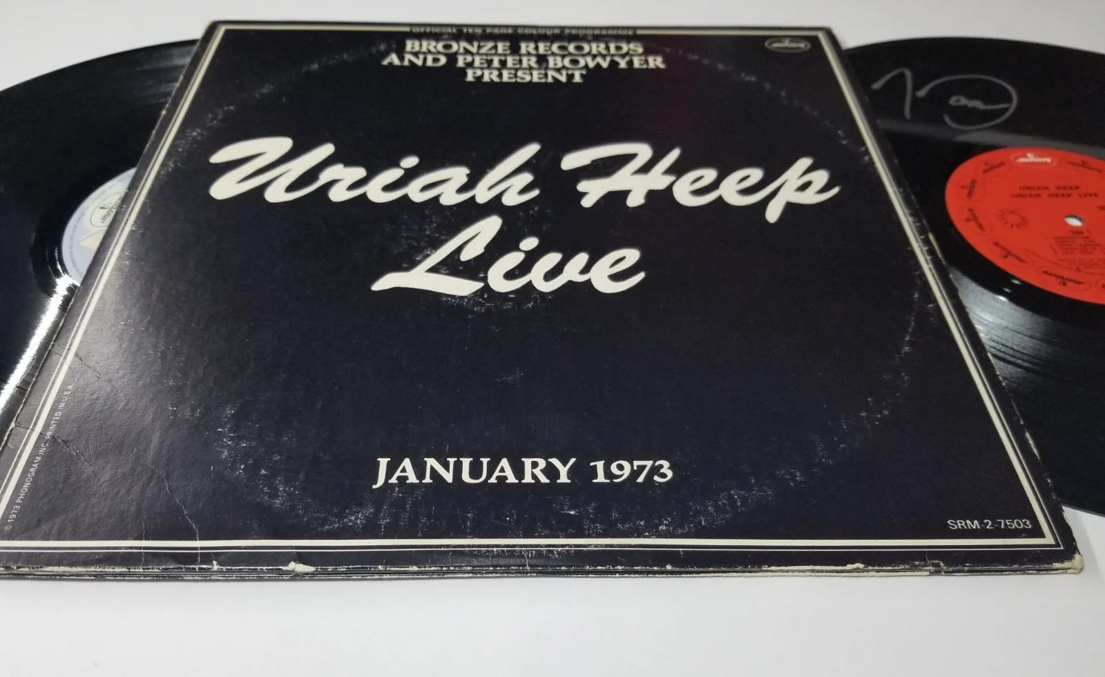 Mick Box of Uriah Heep hand SIGNED Live January 1973 Vinyl Record COA Autograph, image 3