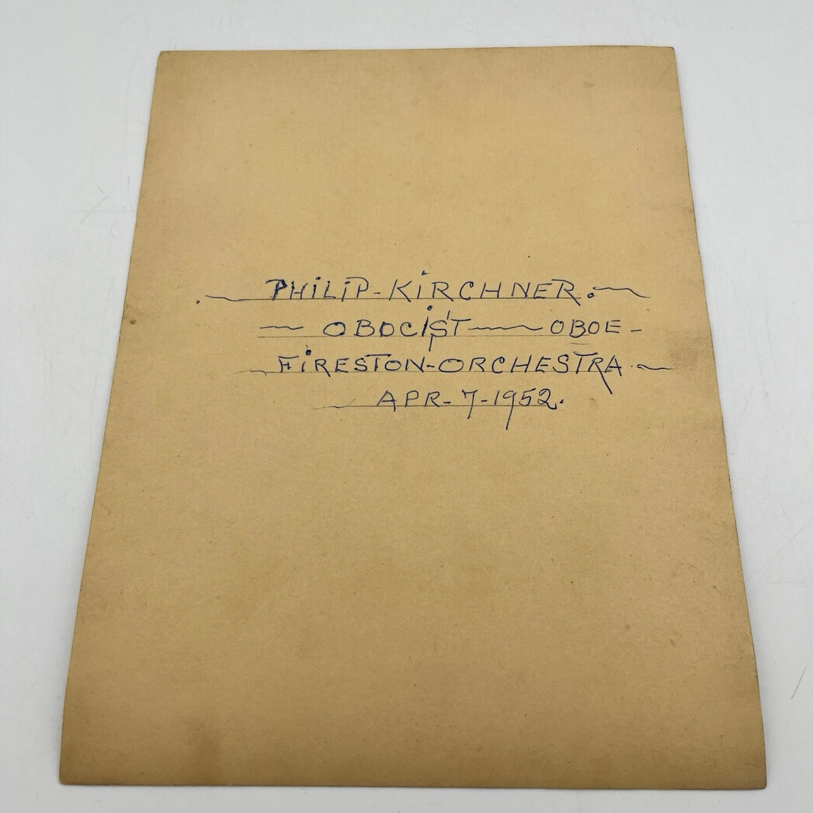 Philip Kirchner Signed Photo 1952 Firestone Orchestra Oboist Autograph, image 5