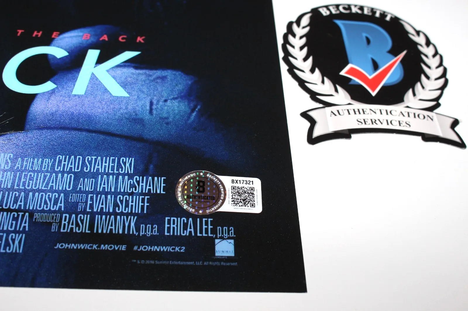 WRITER DEREK KOLSTAD SIGNED 'JOHN WICK 2' 12x18 MOVIE POSTER CREATOR BECKETT COA, image 3