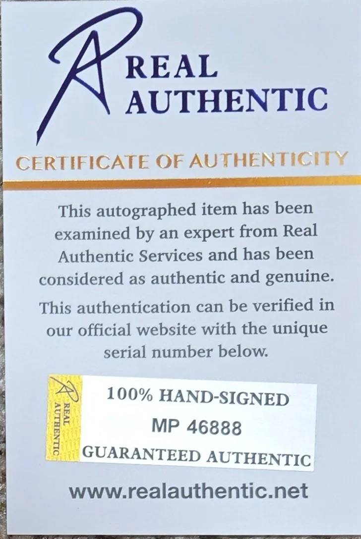 SIGNED Michael J Fox & Christopher Lloyd 89 TOPPS Card Back To The Future 2 COA, image 4