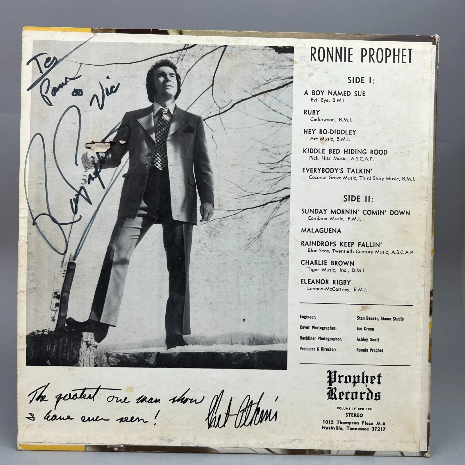 Ronnie Prophet Autographed Vinyl Record Album Volume IV RP 100 Chet Atkins, image 2