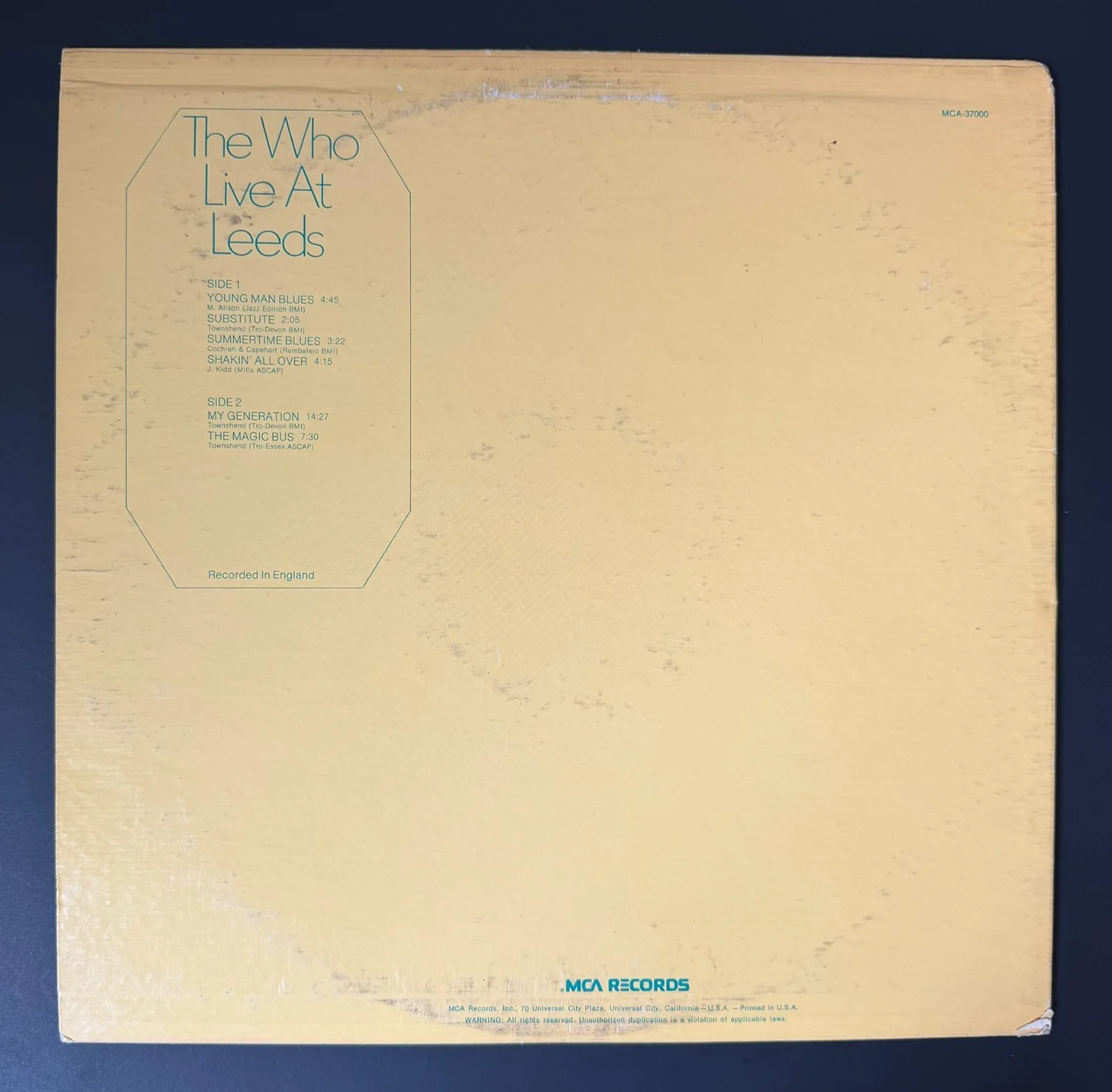 Pete Townshend Signed 1970 The Who Album 'Live At Leeds' PSA/DNA GHRR HHOF Vtg, изображение 4