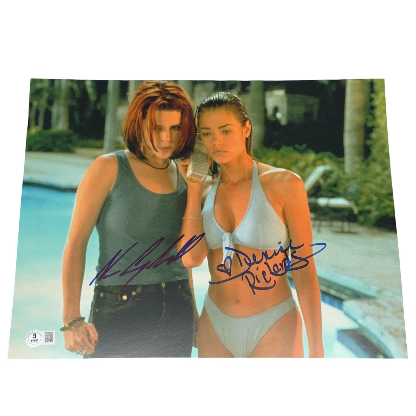 Neve Campbell & Denise Richards — Neve Campbell & Denise Richards Signed 11x14 Photo Wild Things Beckett Authentic