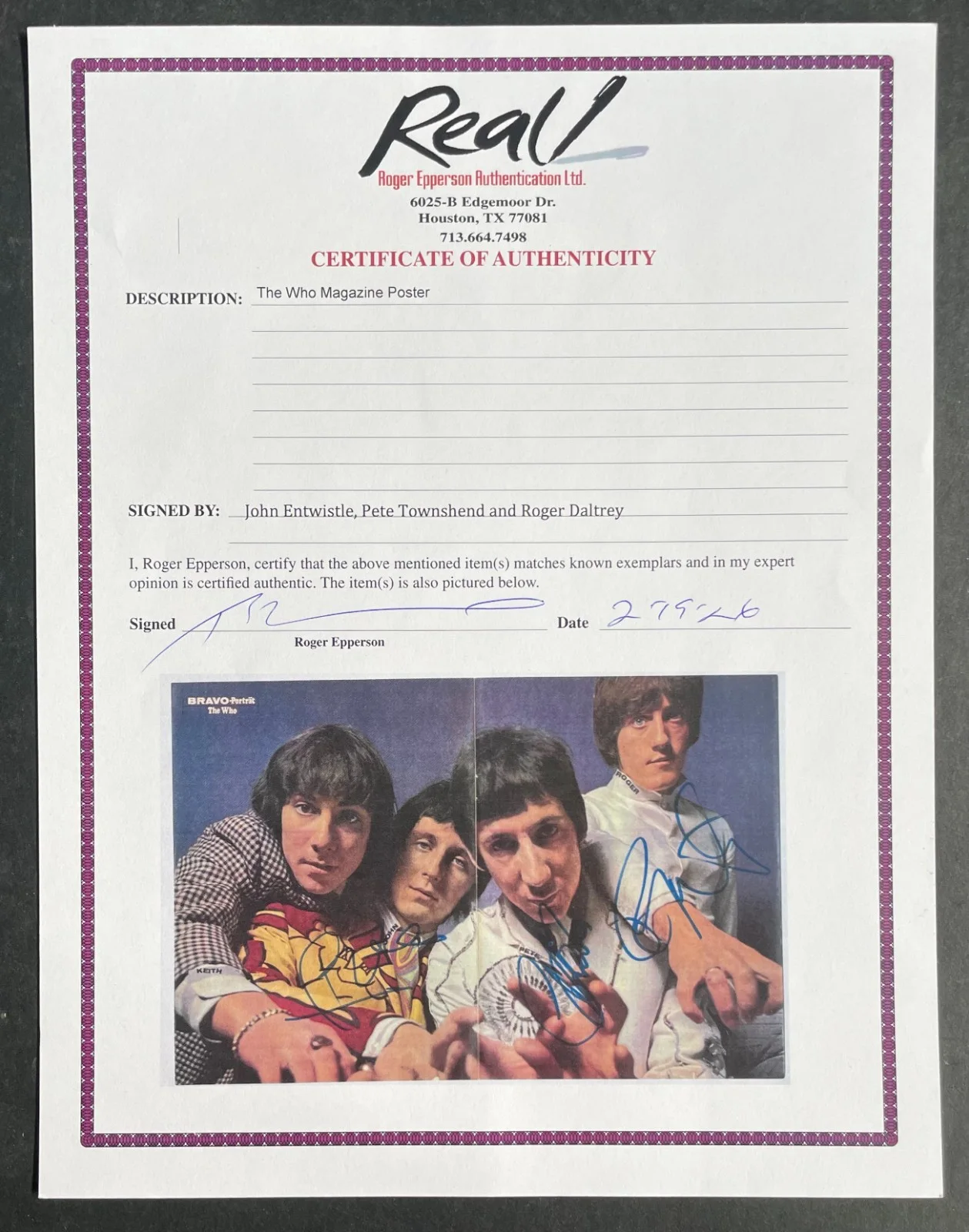 The WHO Vintage Magazine Photo Signed By Daltry Townshend Entwistle REAL GHHR, изображение 5