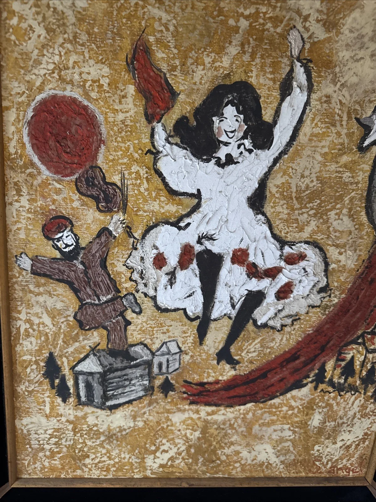 Vintage Oil Painting S.Angel MARCIA MARX CIRCUS CLOWN THEME SIGNED, изображение 2