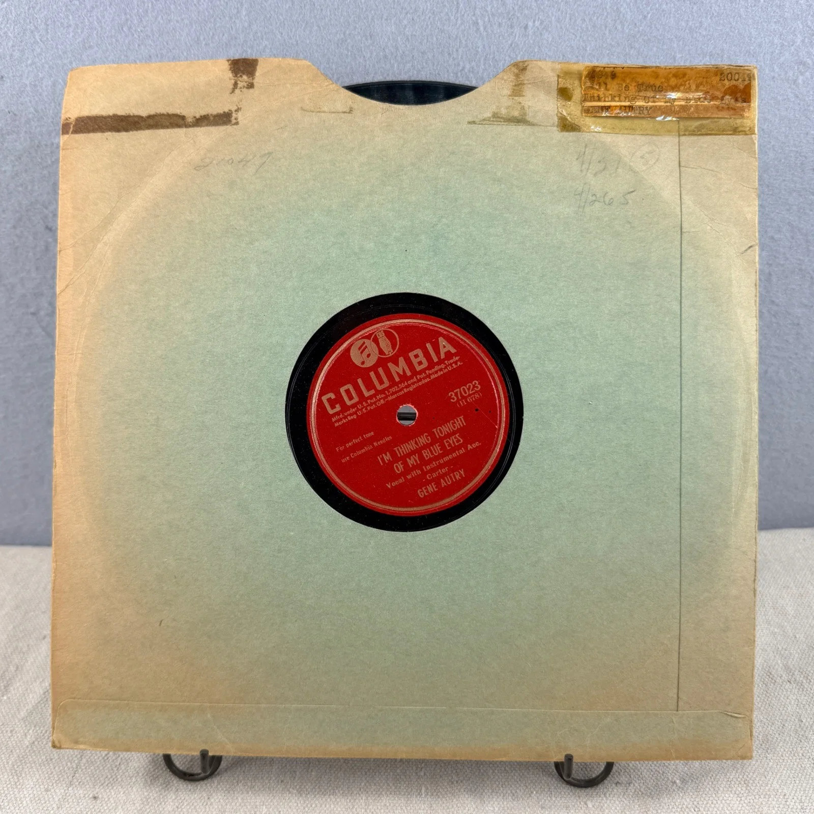 Lot of 2 Gene Autry Columbia 78 RPM Records (37023 & 37201), изображение 2