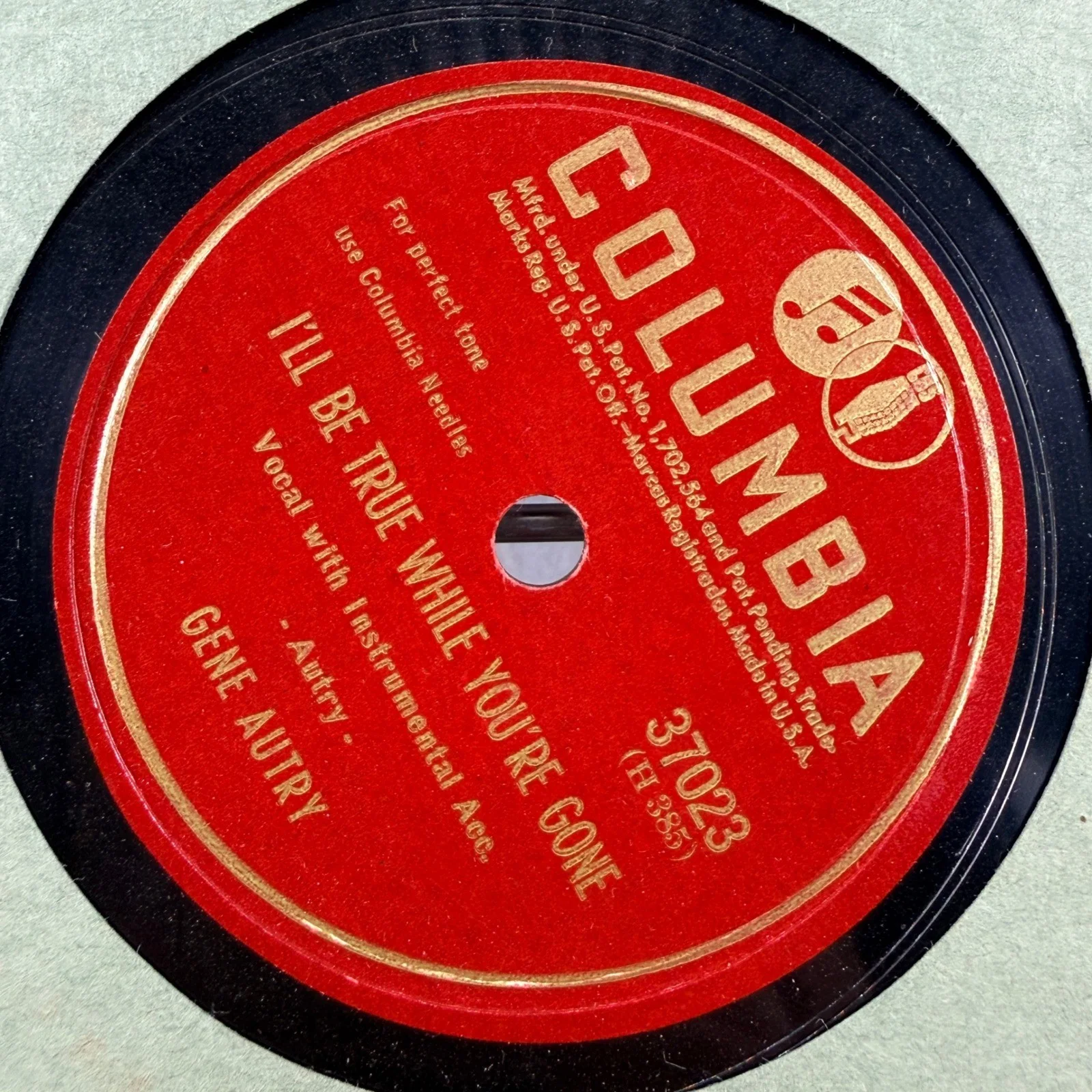 Lot of 2 Gene Autry Columbia 78 RPM Records (37023 & 37201), изображение 4