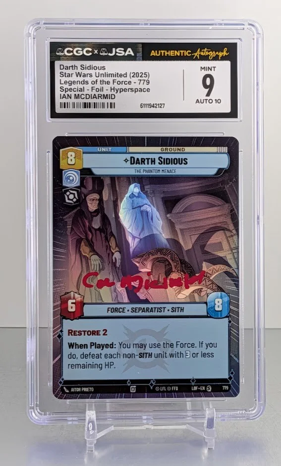 Ian McDiarmid — Ian McDiarmid Signed Darth Sidious Star Wars Unlimited Foil Card Graded CGC JSA