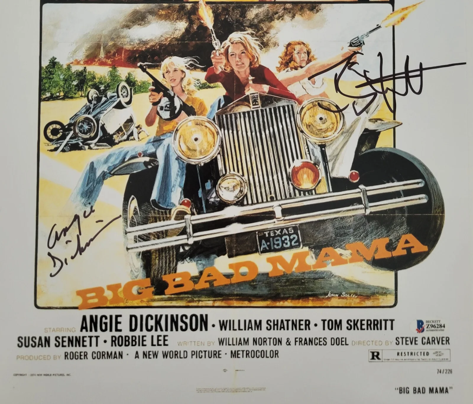 Angie Dickinson Tom Skerritt — Angie Dickinson Tom Skerritt signed 12x18 Big Bad Mama photo COA proof Beckett, изображение 5