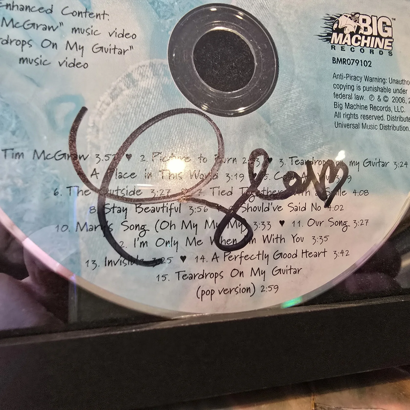 Taylor Swift Debut Self-Titled 2008 CD Signed Autograph Framed, image 3