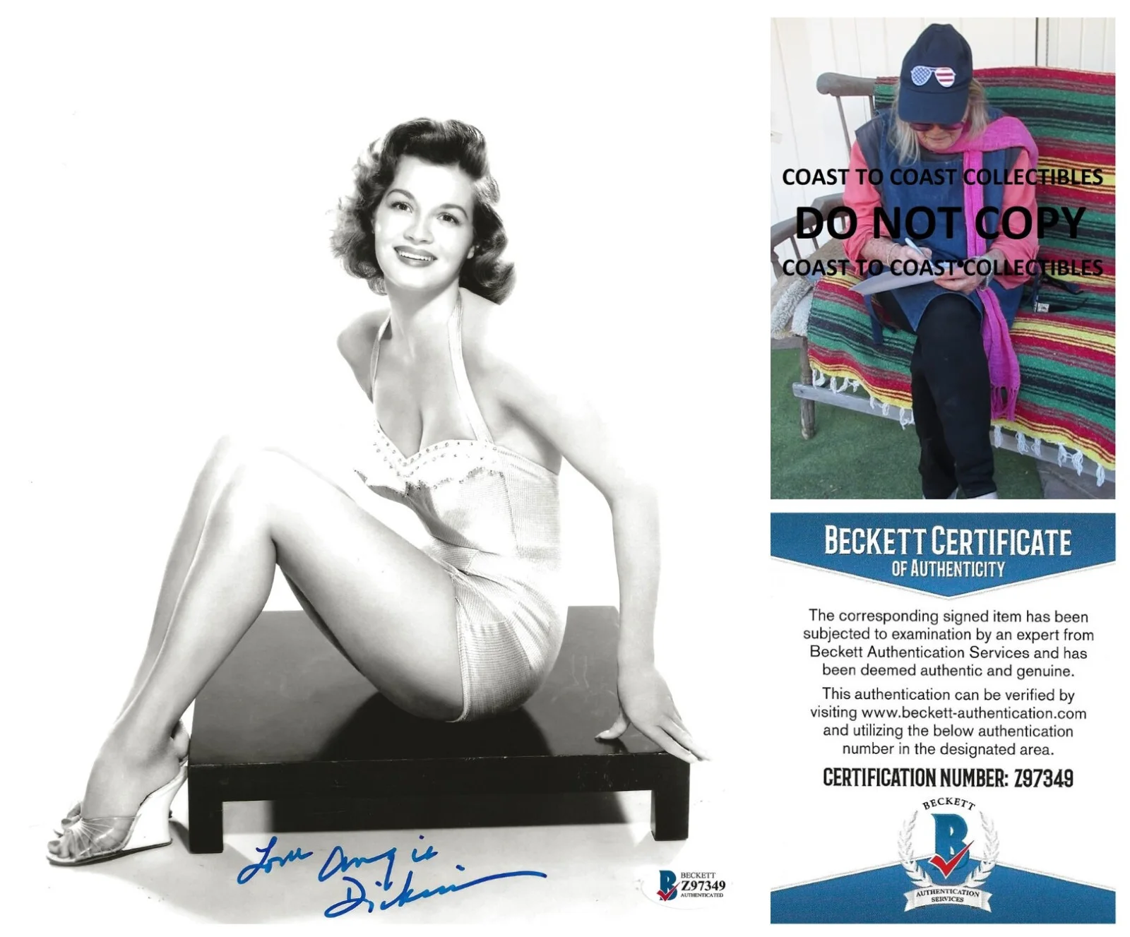 Angie Dickinson — Angie Dickinson actress signed 8x10 photo exact proof Beckett COA autographed..