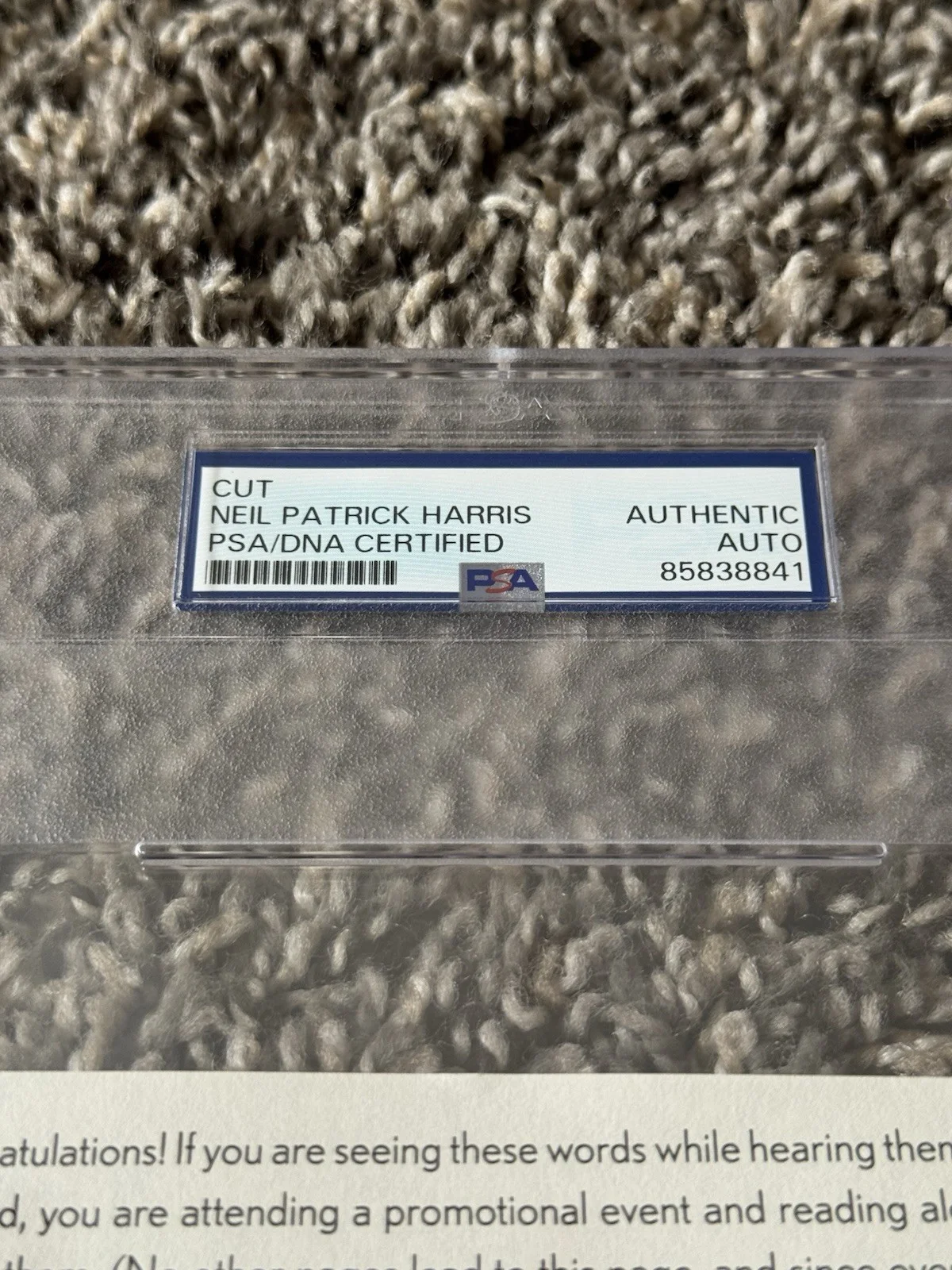 Neil Patrick Harris Autographed Cut Signature PSA Slabbed Signed HIMYM Auto, image 3