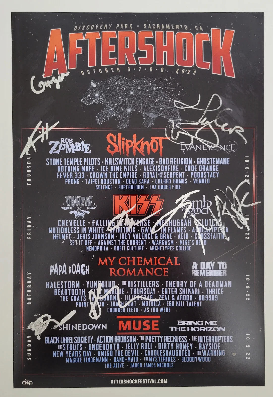 2022 Aftershock Festival signed 12x18 event poster COA exact Proof, изображение 2